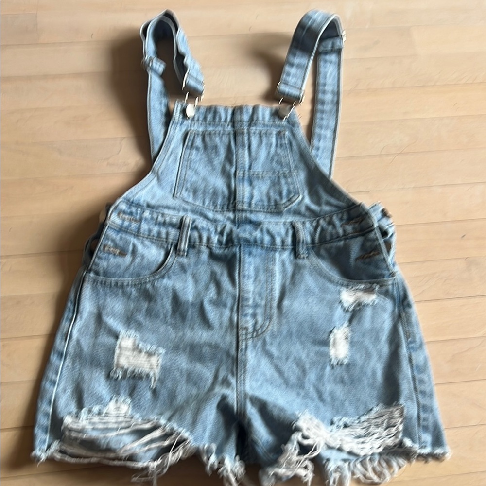 Distressed Denim Overalls